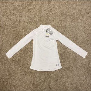 *NWT* Under Armour Girls Fitted Coldgear White Long Sleeve Layer Top S: Y Medium